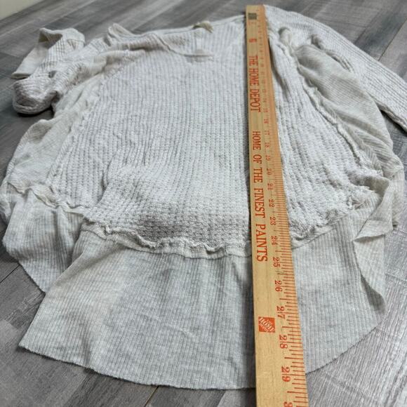 We the Free Calatina Heather Gray Thermal LS Top Medium Stretchy Bohemian V-neck - Picture 10 of 12